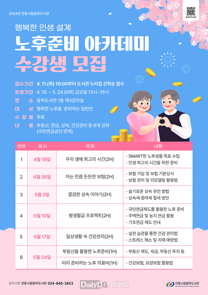 안동시립도서관 ‘노후준비 아카데미’ 특강 운영