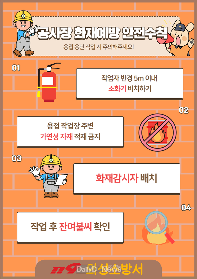 의성소방서, 공사장 용접·용단 작업 시 화재 주의 당부