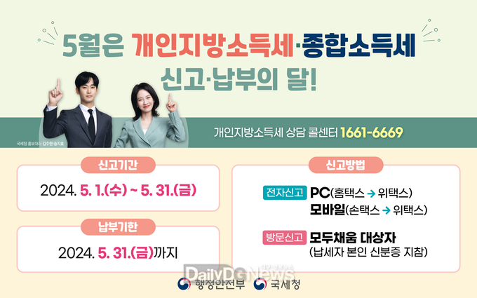 5월은 개인지방소득세·종합소득세 신고·납부의 달