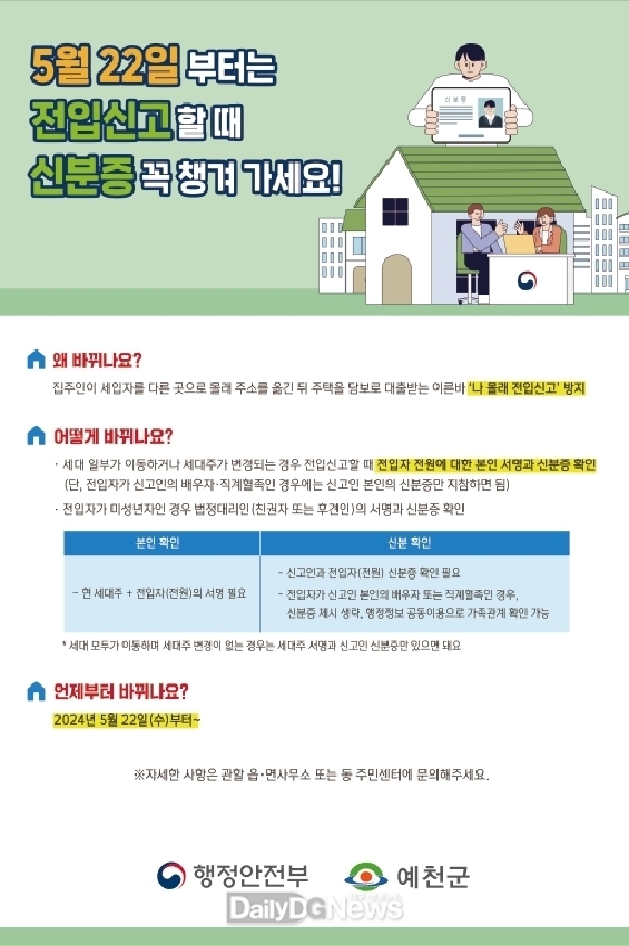 예천군, 전입신고 시 반드시 전입자 확인 의무화