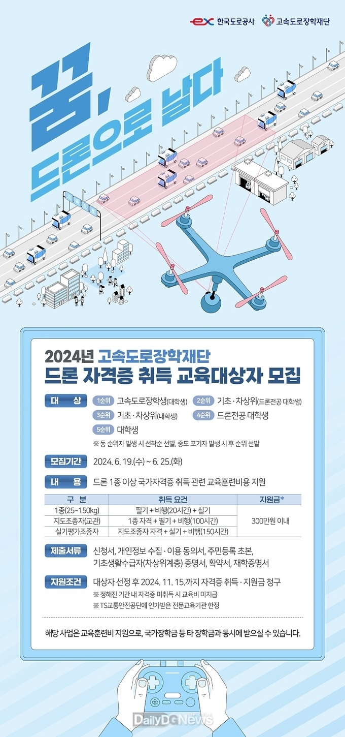 6. 19~6.25일까지 드론 자격증 취득 교육훈련비 지원 대상자 모집