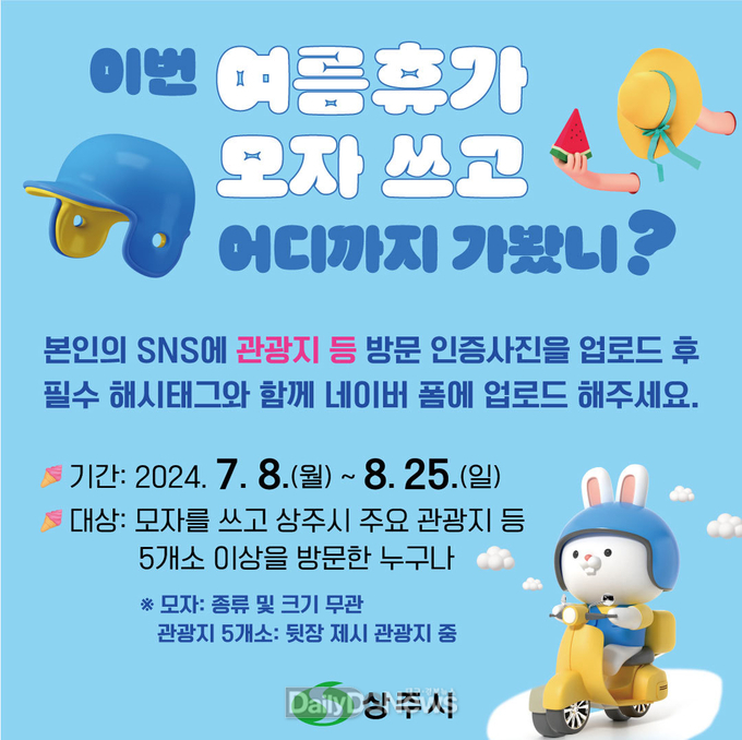 상주시, ‘이번 여름휴가, 모자 쓰고 어디까지 가봤니?’ 이벤트 실시