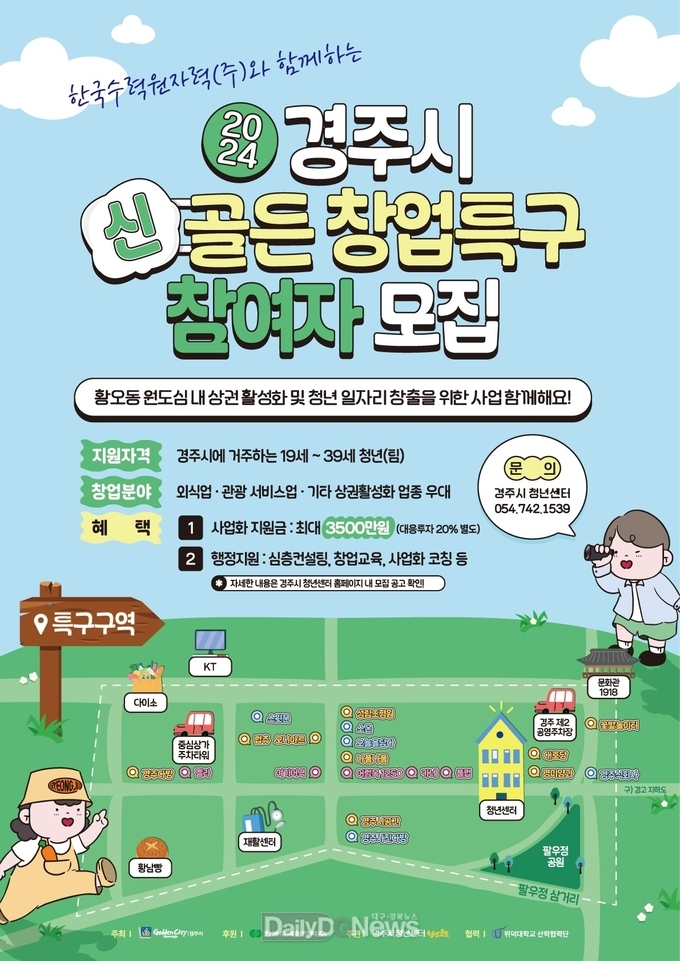 한수원, 경주시 청년 창업에 2.5억원 지원