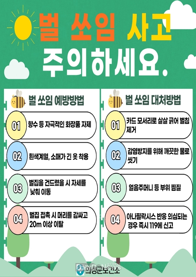 의성군, 벌쏘임 시 주민예방 행동요령 적극 홍보
