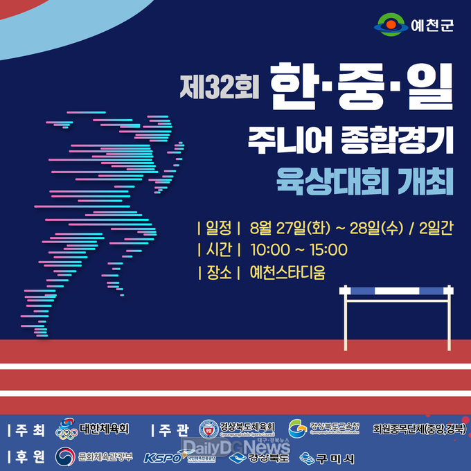 예천군, 제32회 한중일주니어종합경기대회 육상경기 개최