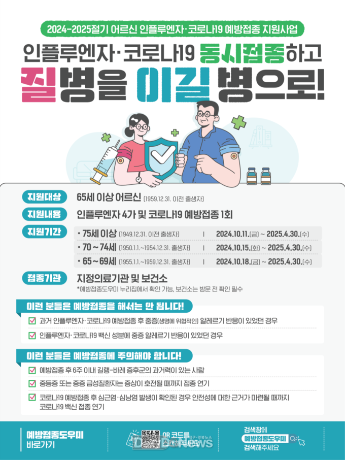 65세 이상 등 고위험군 대상 10월 11일부터 순차적으로 접종 시작