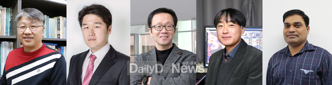 국립금오공과대학교좌측부터 김준식, 박철민, 신수용, 장의순 교수, 판차나단 연구원