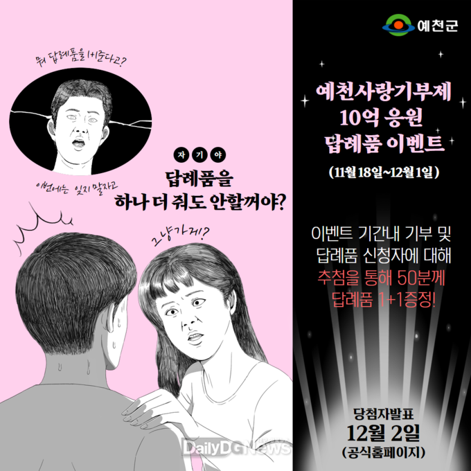 예천군, 예천사랑기부제 ‘10억 응원’ 행운이벤트 진행