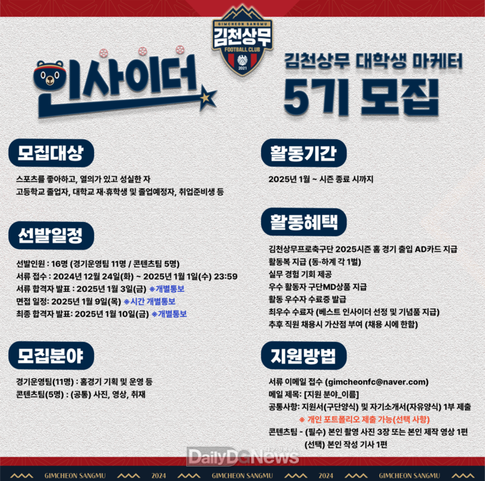 김천상무, 대학생 마케터 ‘인사이더 5기’ 모집