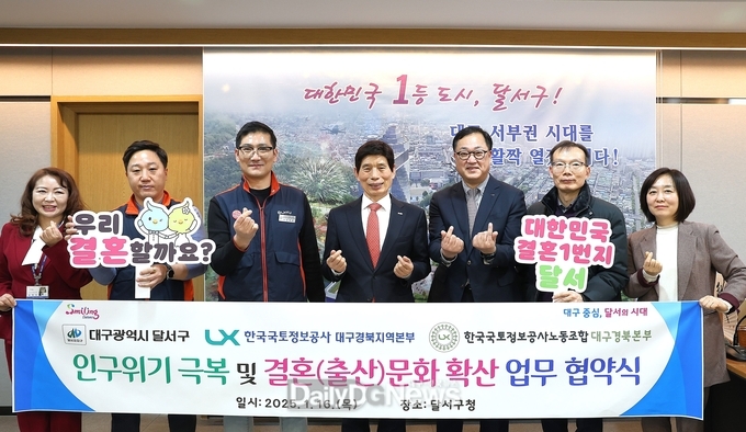 대구 달서구. 인구 위기 공동 대응을 위한 업무협약 체결 모습. (사진=달서구 제공)