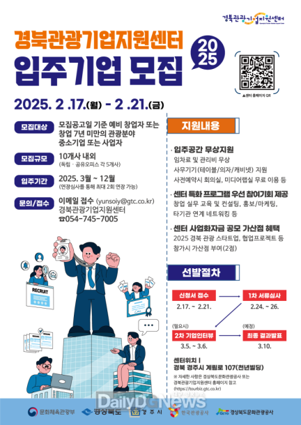 2025년 경북관광기업지원센터 신규 입주기업 모집!
