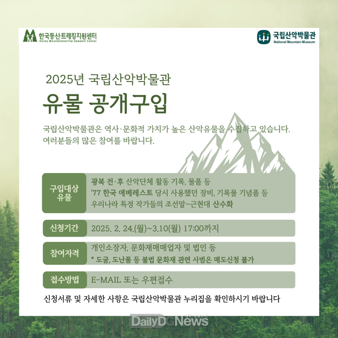 국립산악박물관, 유물 공개 구입