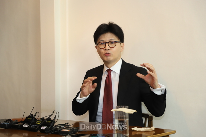 한동훈 전 국민의힘 대표는 3월 18일 대구를 방문해 기자긴담회를 가지고 있다. (사진=이준호 기자)