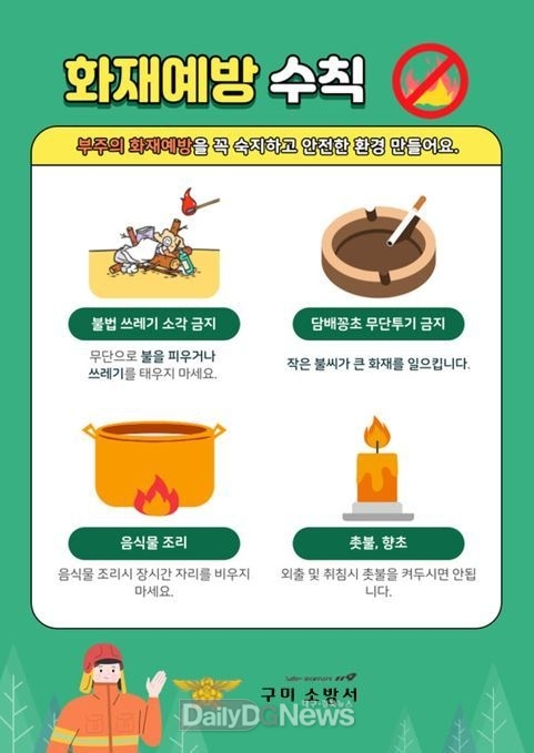 구미소방서, 봄철 부주의 화재예방수칙 안내