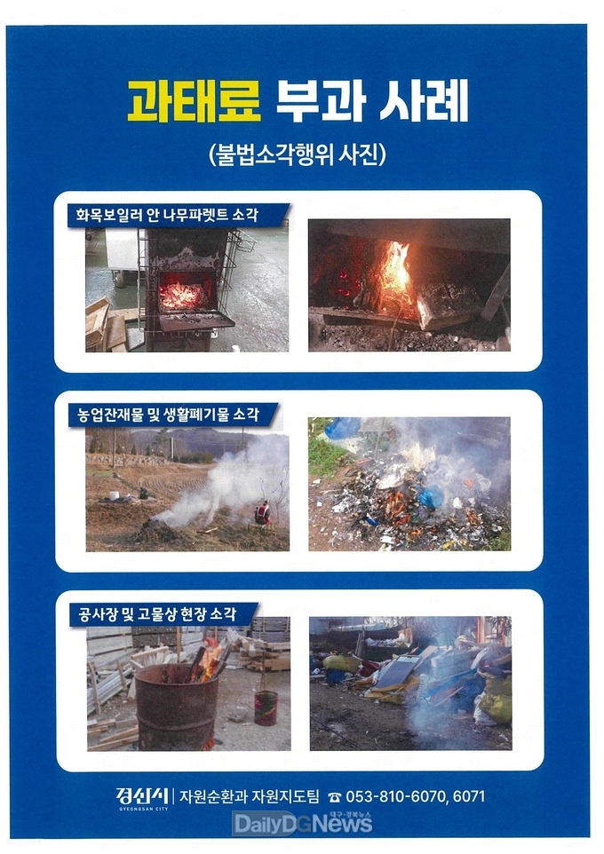 생활쓰레기·농업부산물 소각행위 단속…과태료 최대 100만원 부과