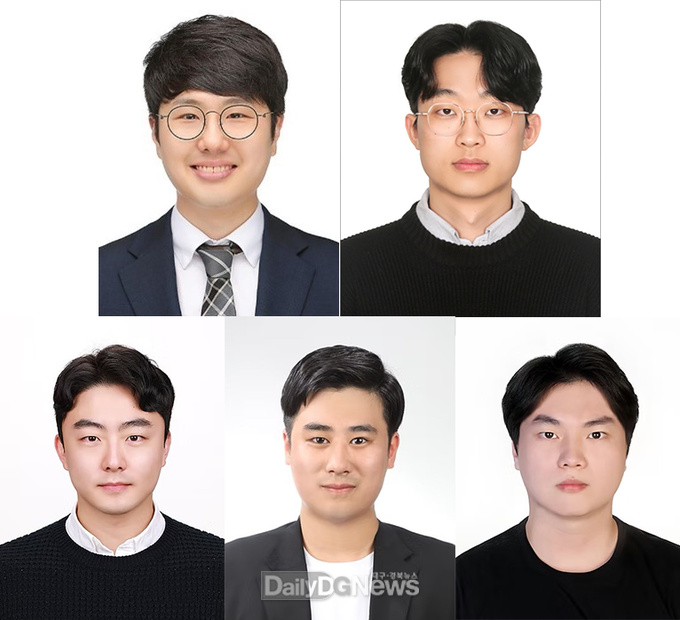 국립금오공대 제공).(상단좌측부터 시계방향) 박정환 교수, 김찬혁, 최세진, 김정현 학생, 이한얼 교수