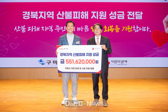 구미시, 경북지역 산불피해 성금 5억 5천만원 전달