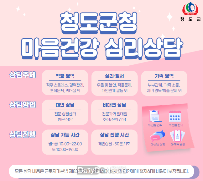 청도군, 공무원 마음건강 위한 심리상담 및 치유 프로그램 운영