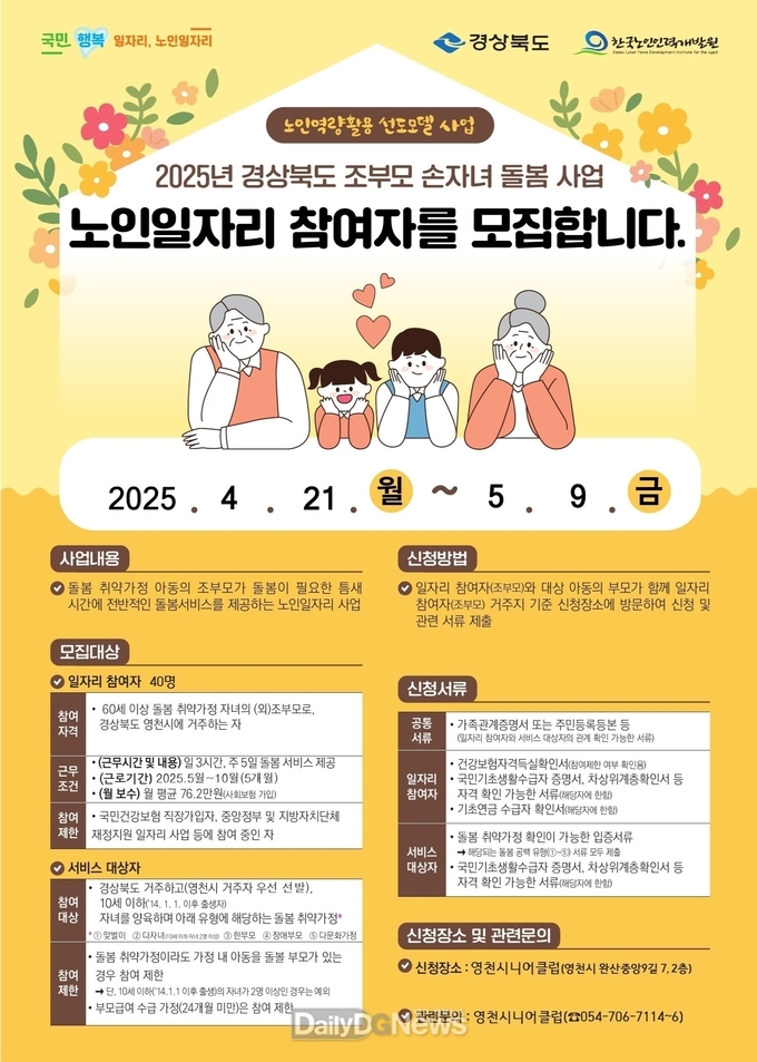 영천시, ‘조부모 손자녀 돌봄사업’ 추진
