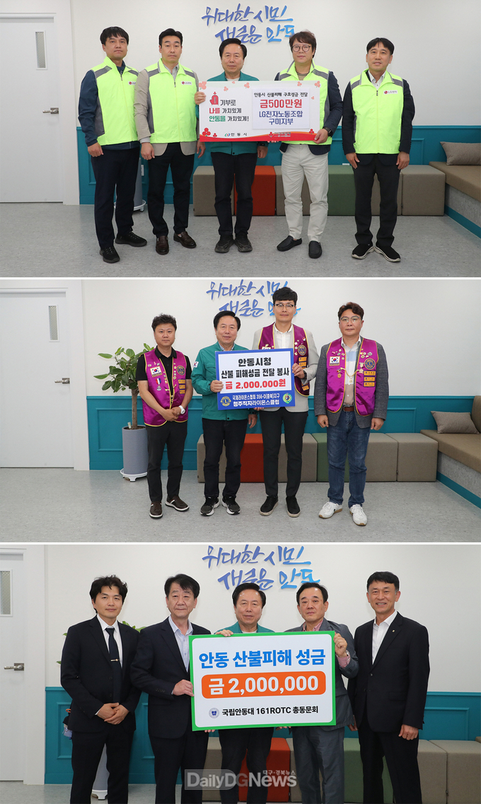안동시, 산불피해 복구 성금 기탁 잇따라
