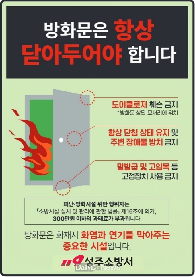 성주소방서, , 공동주택 방화문 닫기 안전 문화운동 홍보