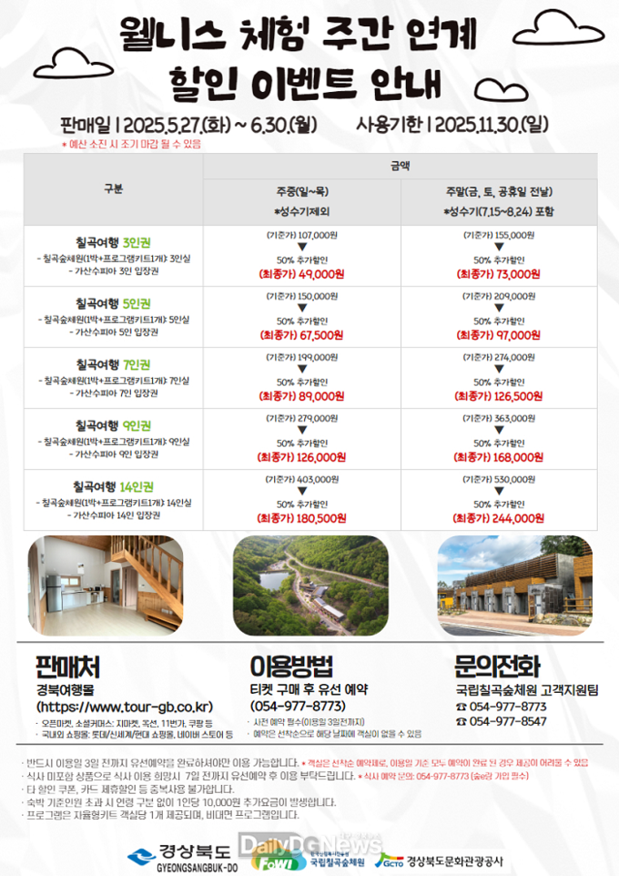 웰니스 체험 주간 특별 할인이벤트 포스터 한국산림복지진흥원 국립칠곡숲체원 제공