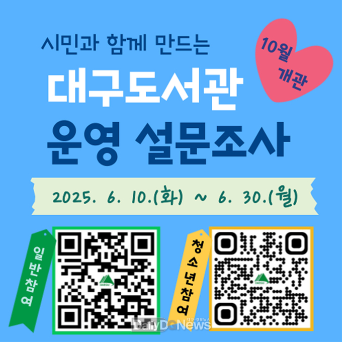 대구시. 10월 개관 대구도서관 운영 설문조사 실시 웹배너. (사진=데구시 제공)
