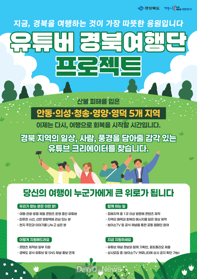 ‘유튜버 경북여행단 프로젝트’ 활성화로 산불 피해지역 관광 회복!