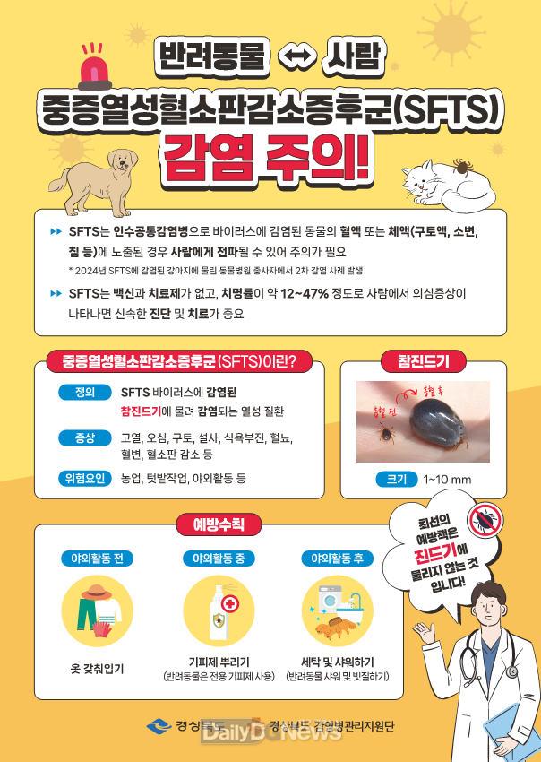 중증열성혈소판감소증후군SFTS 감염 주의 포스터