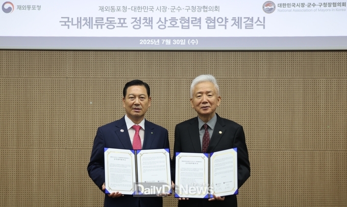 대한민국시장·군수·구청장협의회. ‘재외동포청’과 업무협약 체결 모습. (사진=대한민국시장·군수·구청장협의회 제공)
