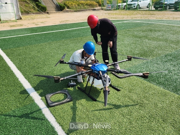 (재)달성교육재단, 드론 운용 자격증 시험 실시 모습. (사진=달성군 제공)