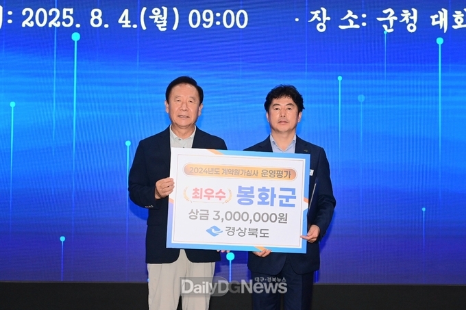 봉화군, 2024년 경상북도 계약원가심사 운영평가‘군부 최우수기관’선정