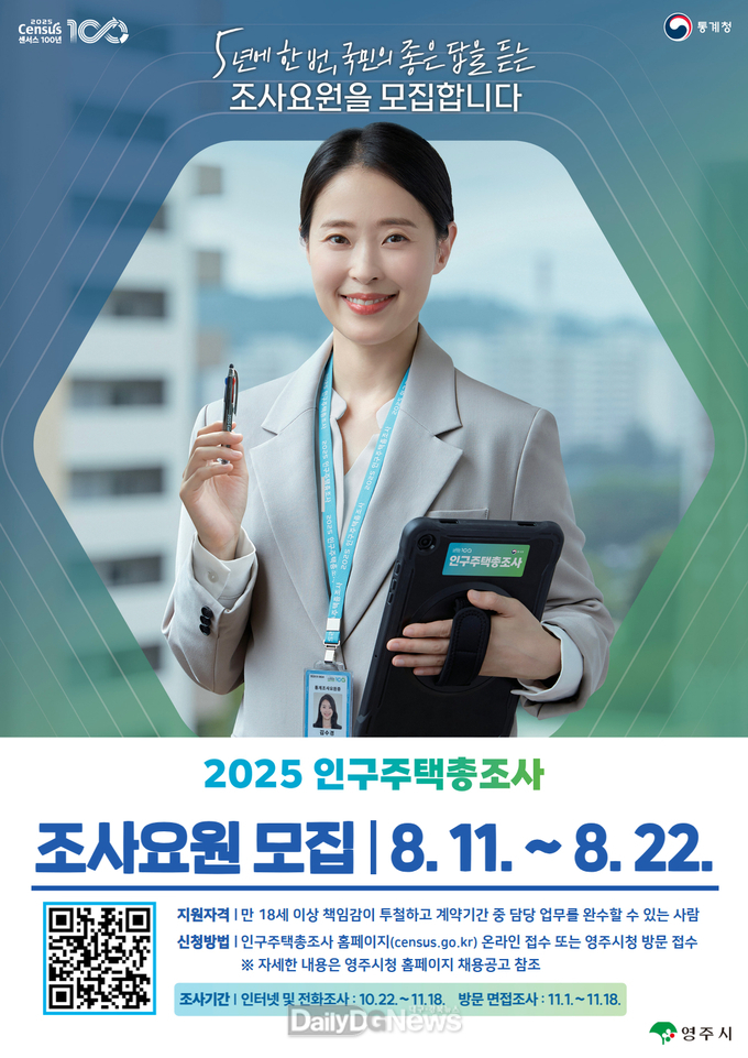  2025년 인구주택총조사 조사요원 모집 포스터