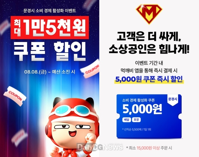 문경시 공공배달앱 ‘먹깨비’, 5,000원 쿠폰 이벤트
