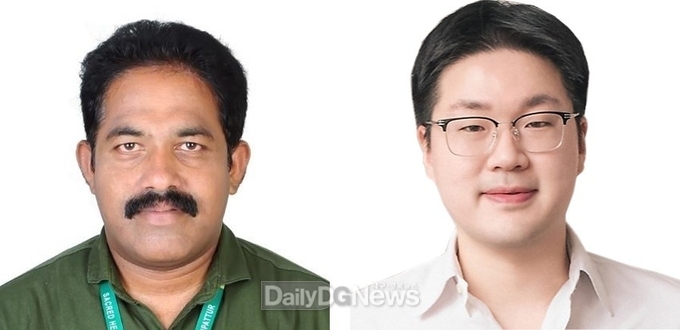 계명대학교 김익현 교수 연구팀. 영국왕립화학회 학술지 표지 논문 선정. (왼쪽부터 마틴 브리또 교수, 김익현 교수). (사진=계명대 제공)