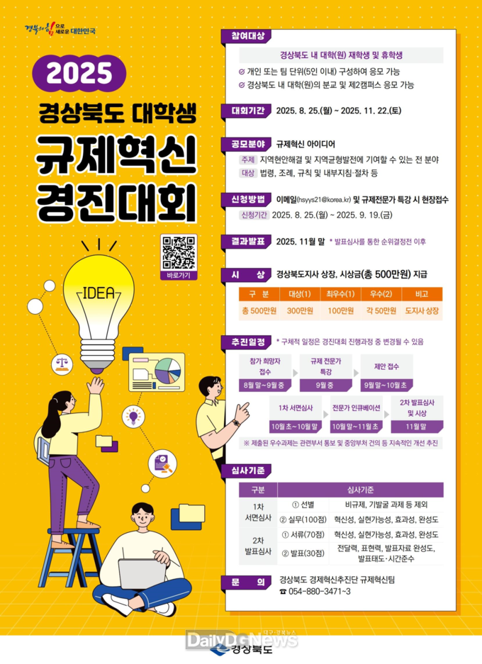 )2025년 경상북도 대학생 규제혁신 경진대회 25~9월 19일까지 경진대회 참가 신청 접수