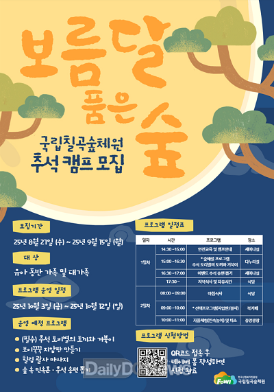 민족 대명절 추석맞이 가족 숙박객 대상 전통 설화 재해석 가족 숲해설 프로그램 운영