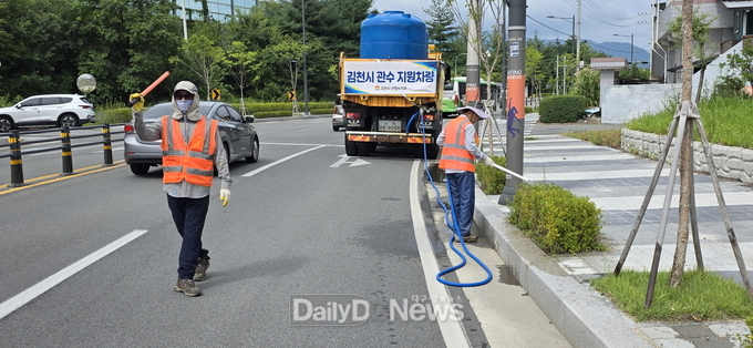 김천시, 폭염 장기화에 따른 비상 관수 총력