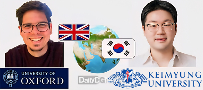 왼쪽부터 Tobias Hermann 교수 (영국 측 연구책임자, 옥스퍼드 대학교) 김익현 교수 (한국 측 연구책임자, 계명대학교). (사진=계명대 제공) 